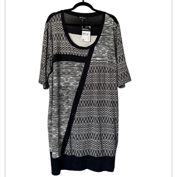 NWT Ulla Popken tunic black white geometric scoop neck Size 20/22 - Picture 6 of 6